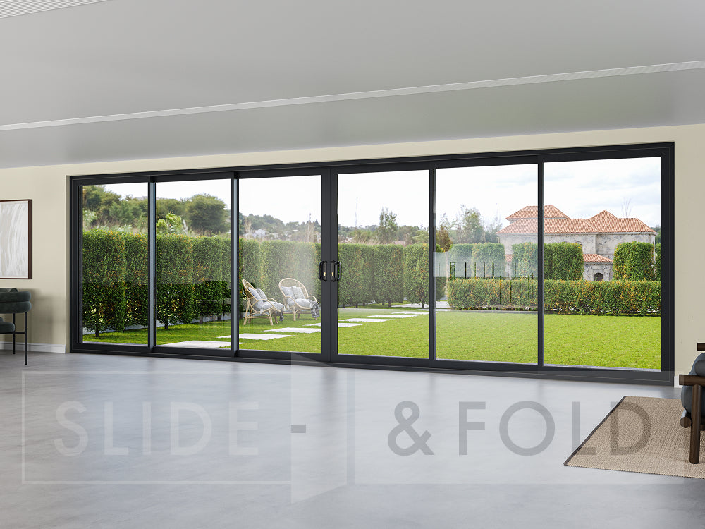 6 Panel Grey Sliding Doors