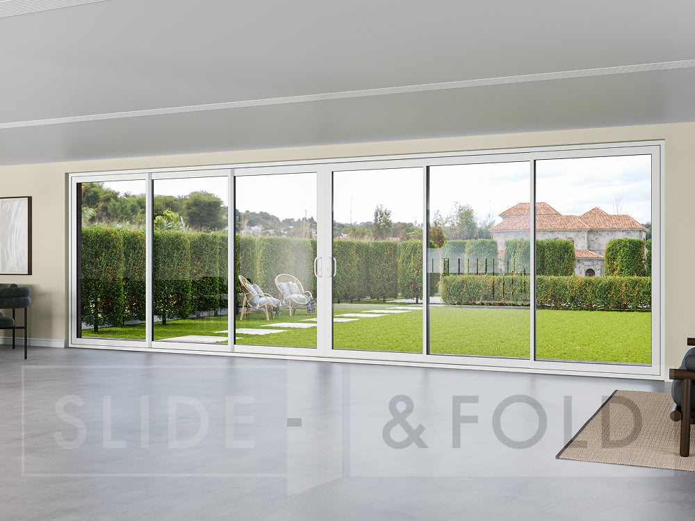 6 Panel White Sliding Doors