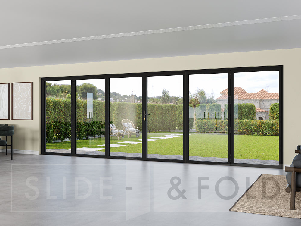6 Panel Black Bifold Door