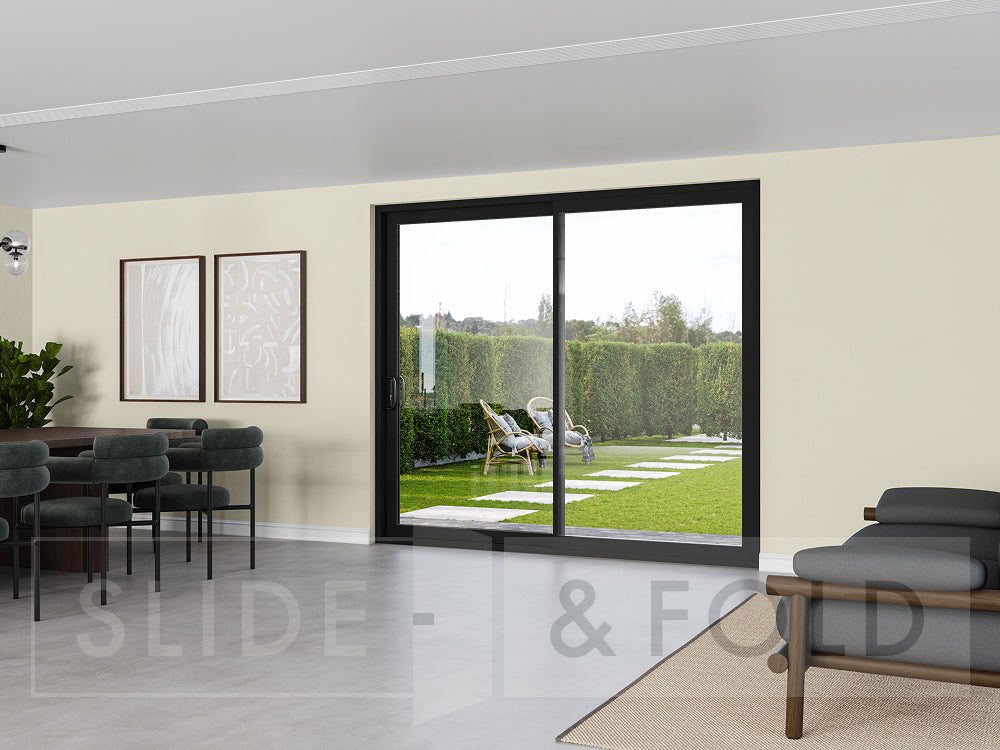 2 Panel Black Sliding Doors