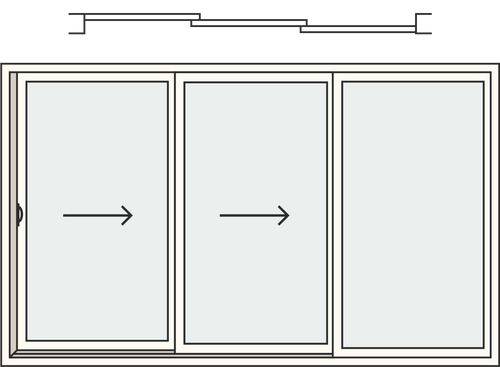 3 Panels (1 Fixed + 2 Sliding)