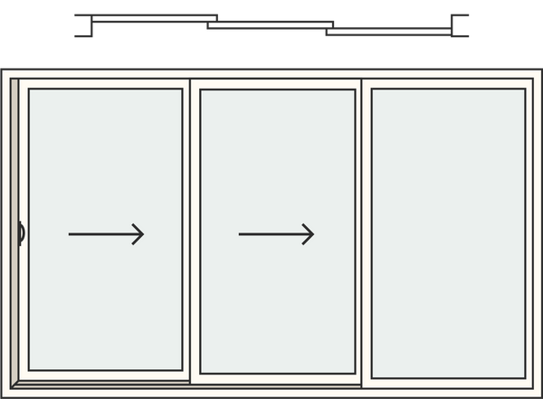 3 Panels (1 Fixed + 2 Sliding)