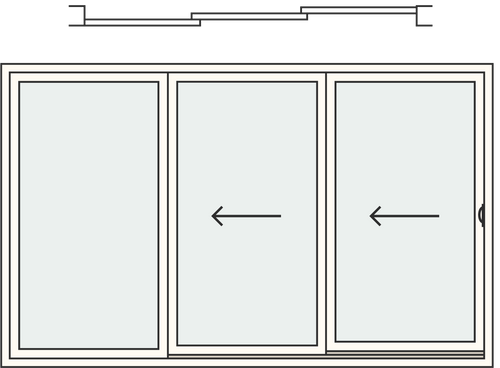 3 Panels ( 2 Sliding + 1 Fixed)