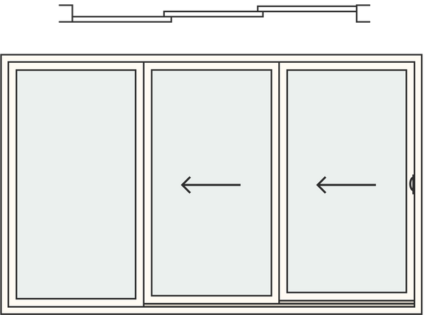 3 Panels ( 2 Sliding + 1 Fixed)