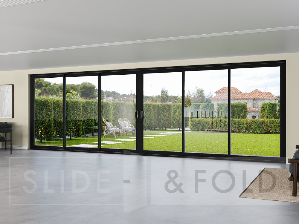 6 Panel Black Sliding Doors