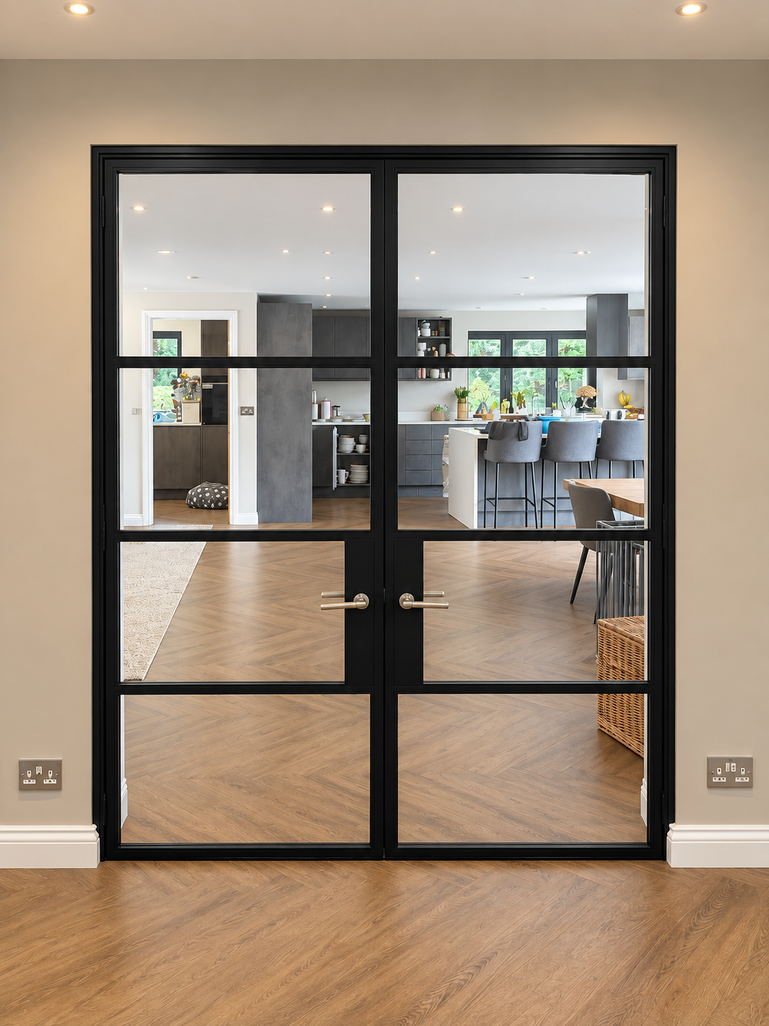 Black framed aluminium doors